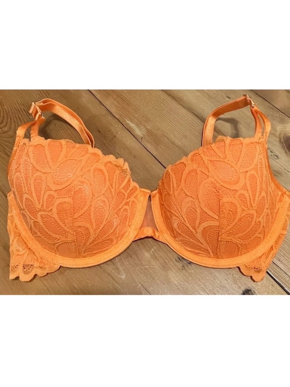SAVAGE X FENTY Savage Not Sorry Lightly Lined Lace Balconette Bra ~ 34C Orange